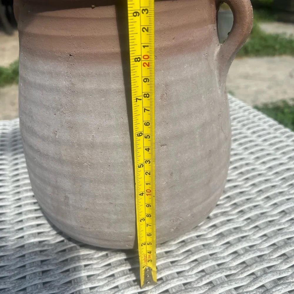 Studio McGee Creative Co-Op Large Orange & Whitewashed Terracotta Urn